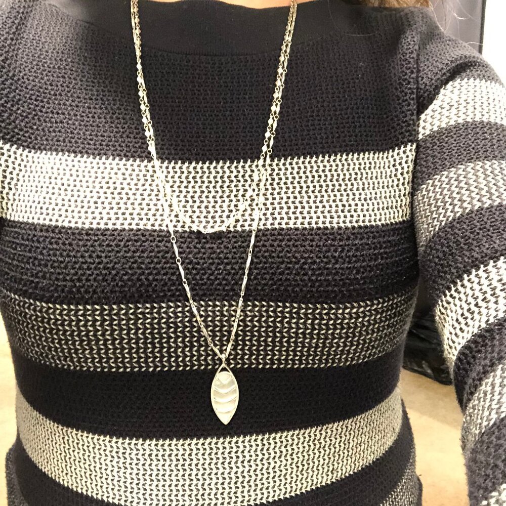 Stella & Dot reversible mother of pearl Aurelia long pendant necklace